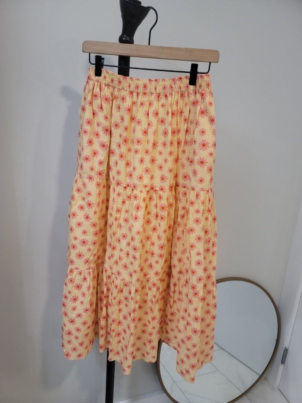 Victoria Dunn Maxi Skirt M Boho Carnation Print Cotton India Style Multicolor